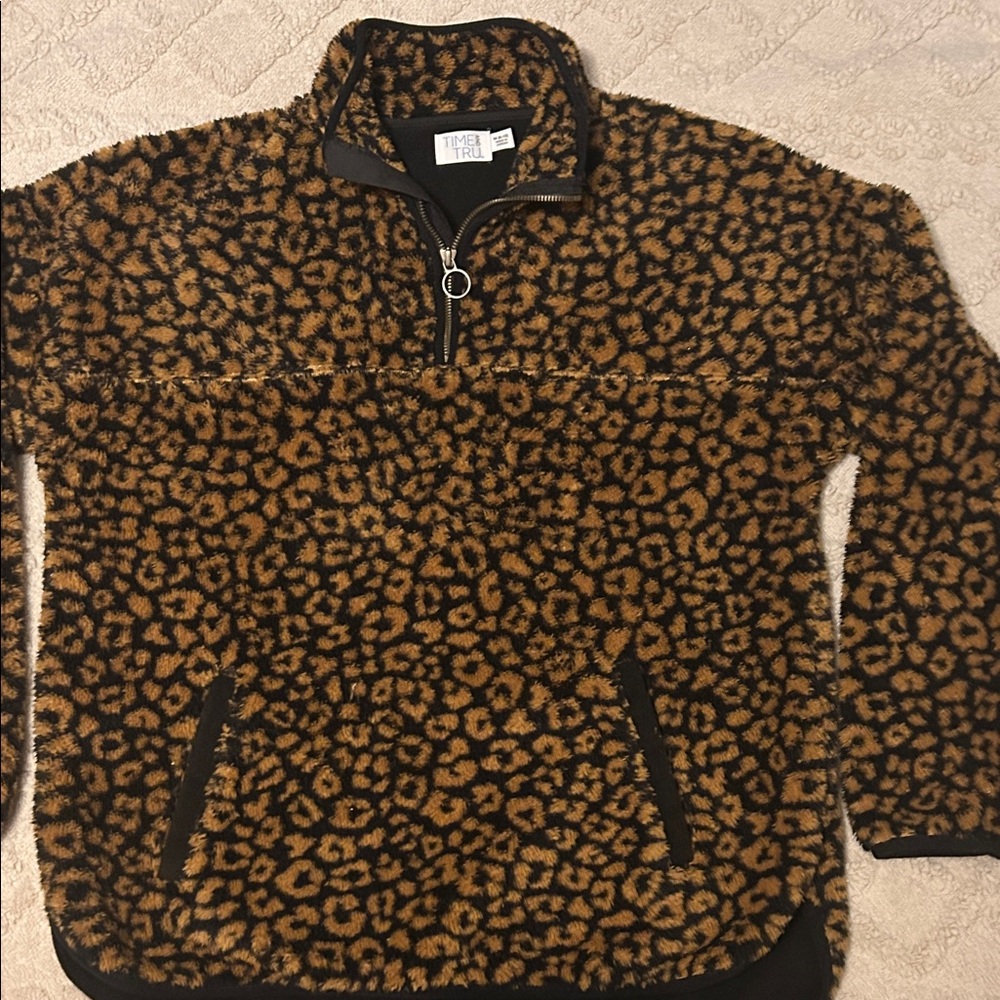 Leopard Print Fleece Pullover